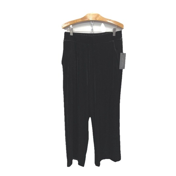 Rachel Zoe Black Velvet High Rise Wide Leg Pull On Pants New Women’s Size M - Picture 1 of 12